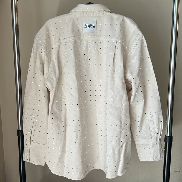 Frame Oversized Denim Rhinestone Shirt NWT - Picture 2 of 8